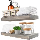 Bedroom Solid Wood Floating Shelves%2C Wall Mounted Shelves (Set Of 2) 